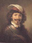 Govert flinck A young Man with a eathered cap and a gorgert (mk33) painting